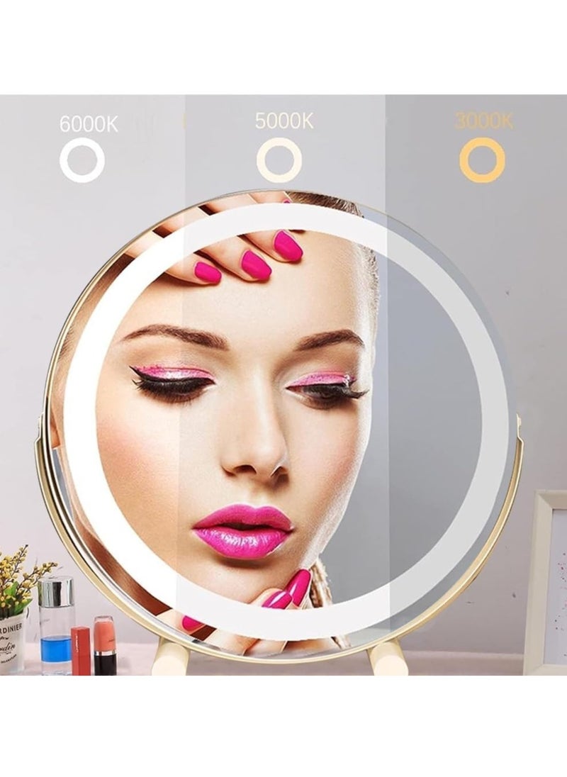 Arabest - 50 CM Large Vanity Mirror with Lights, Round LED Makeup Mirror, Light Up Mirror for Bedroom Tabletop, Smart Touch Control 3 Colors Dimmable, 360° Rotation - Image 1