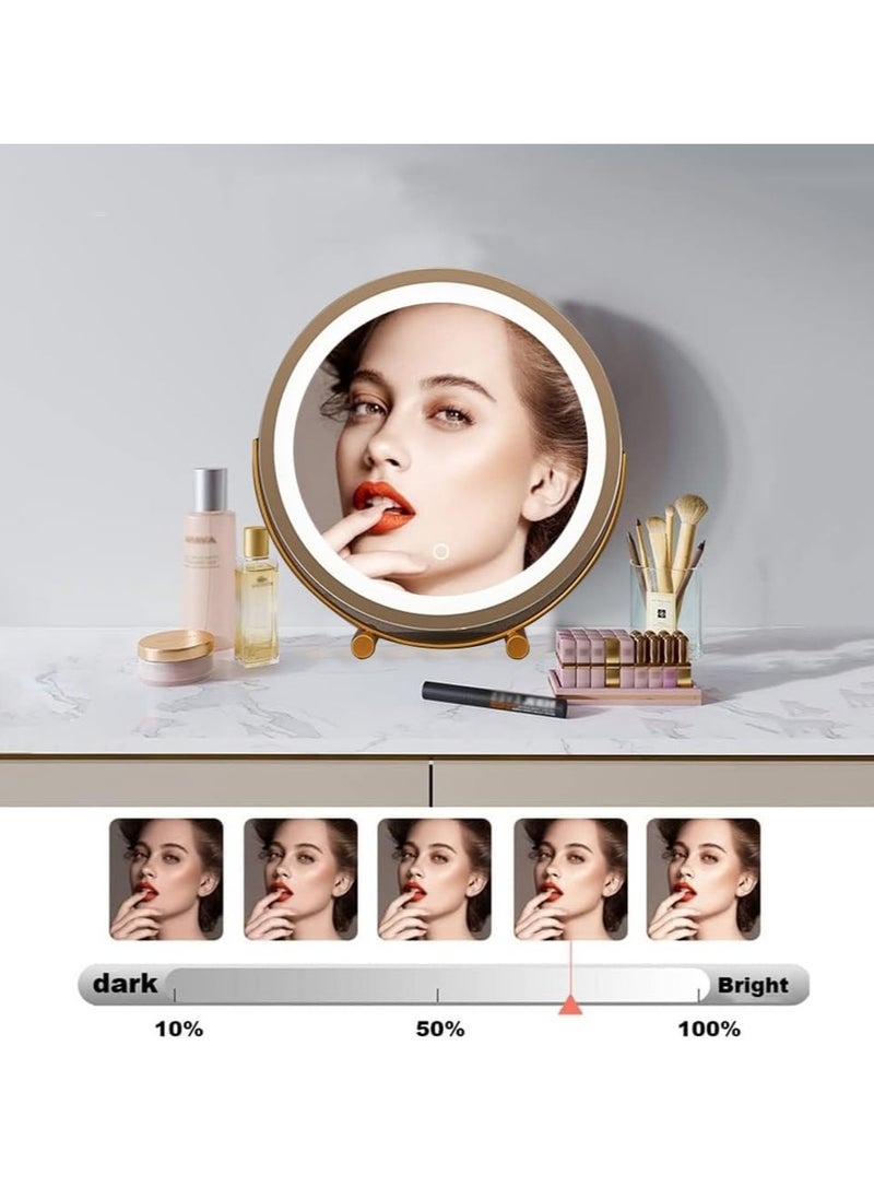 Arabest - 50 CM Large Vanity Mirror with Lights, Round LED Makeup Mirror, Light Up Mirror for Bedroom Tabletop, Smart Touch Control 3 Colors Dimmable, 360° Rotation - Image 1