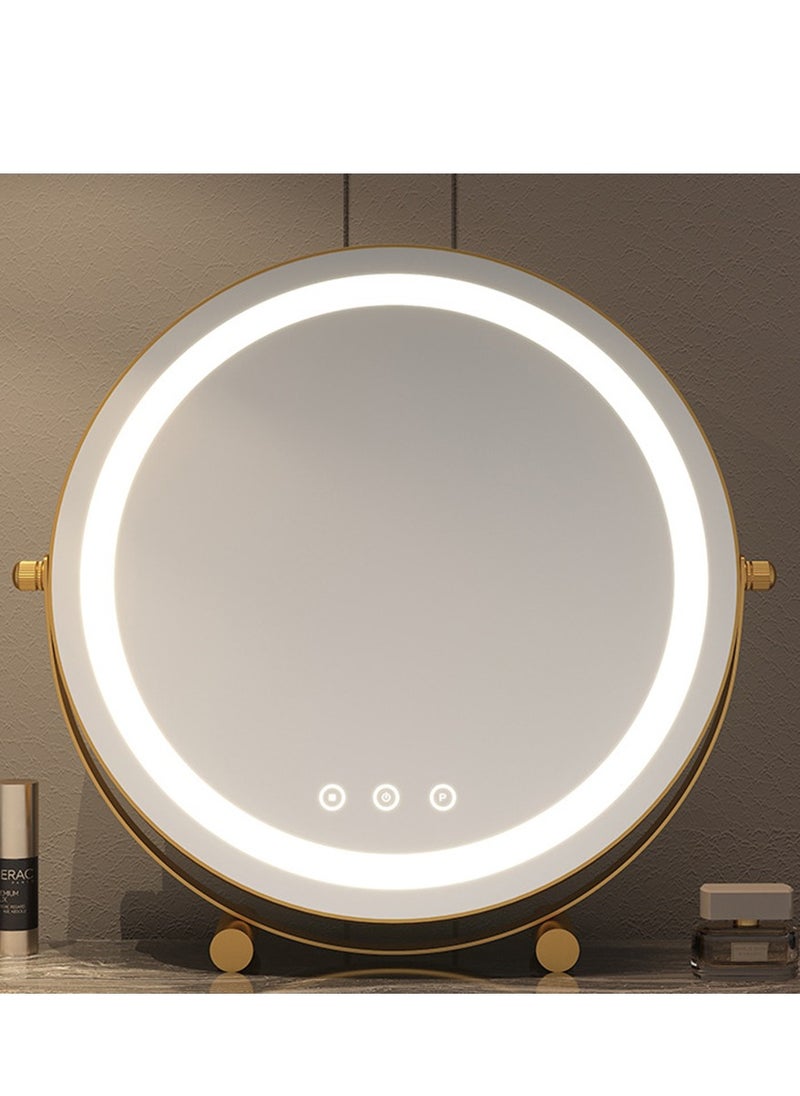 Arabest - 50 CM Large Vanity Mirror with Lights, Round LED Makeup Mirror, Light Up Mirror for Bedroom Tabletop, Smart Touch Control 3 Colors Dimmable, 360° Rotation - Image 1