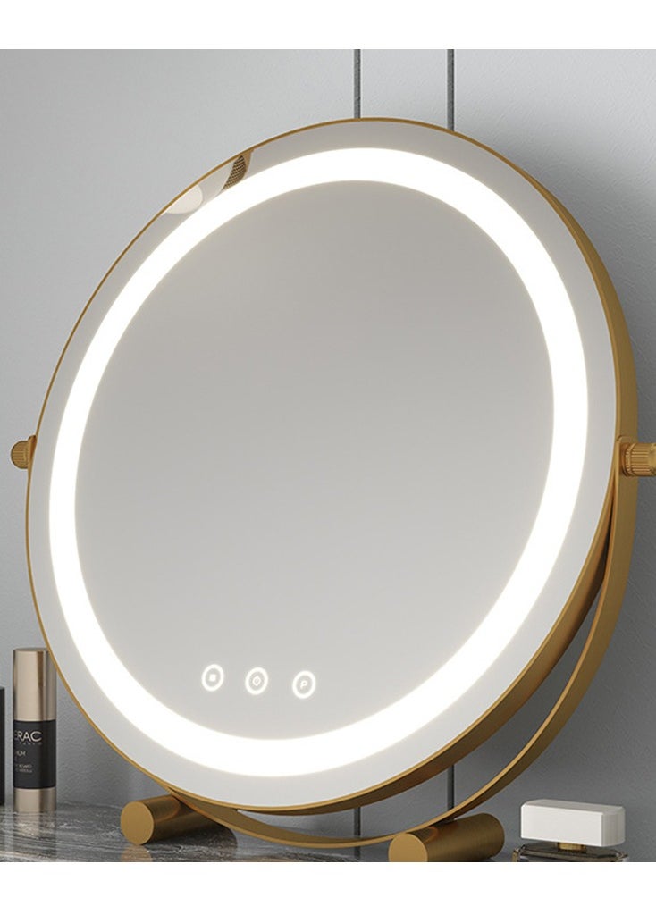 Arabest - 50 CM Large Vanity Mirror with Lights, Round LED Makeup Mirror, Light Up Mirror for Bedroom Tabletop, Smart Touch Control 3 Colors Dimmable, 360° Rotation - Image 1