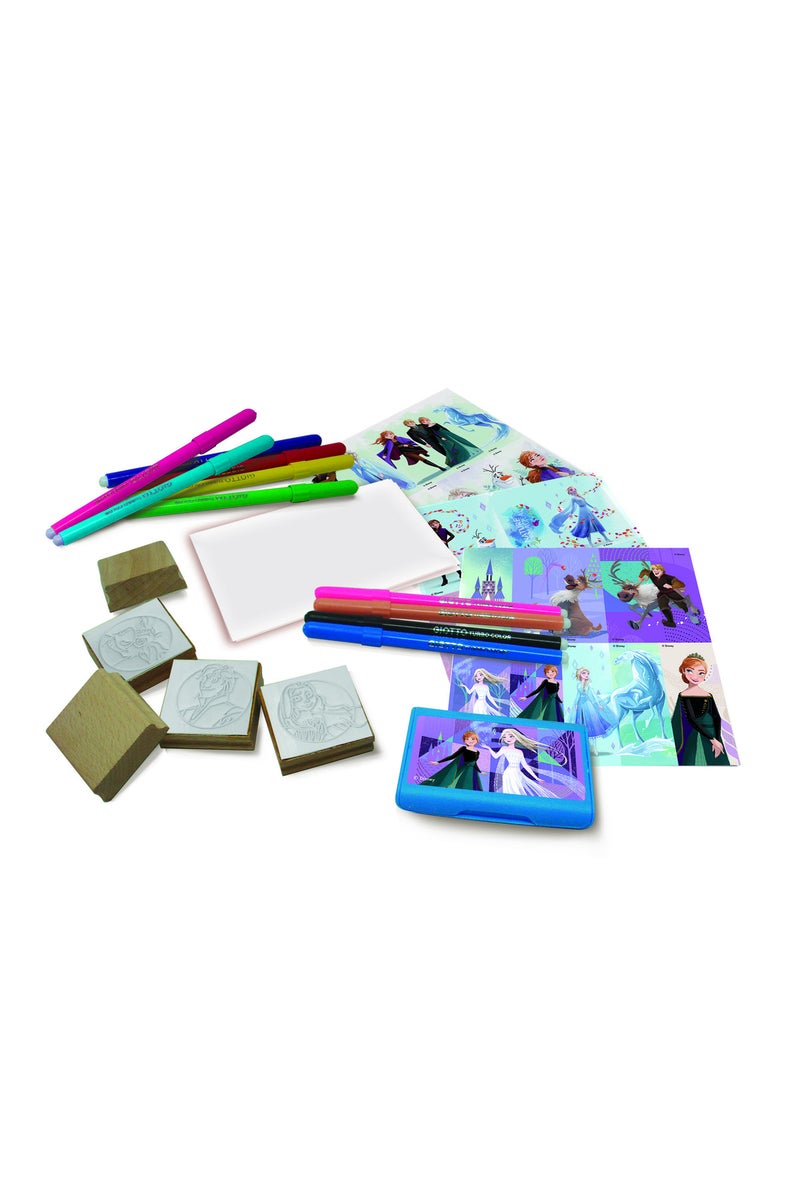 Multiprint Frozen Greeting Card Maker Set – 30 Stickers, 20 Greeting Cards, Stamp Pad, 5 Stampers & 10 Markers – 100% Made in Italy - Image 3