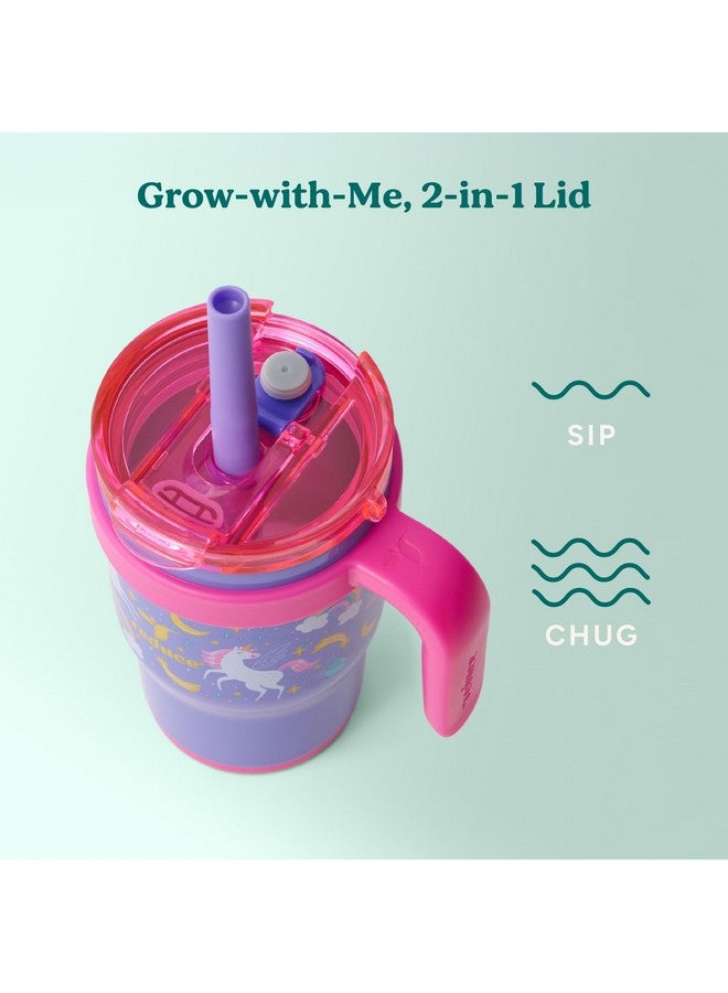 REDUCE 14 Oz Coldee Kids Tumbler with Lid and Straw - Coldee Insulated Travel Mug - Spill-Proof, Sweatproof Stainless Steel, BPA-Free - Includes Handle, Reusable Silicone Straw - Unicorn Magic - Image 5
