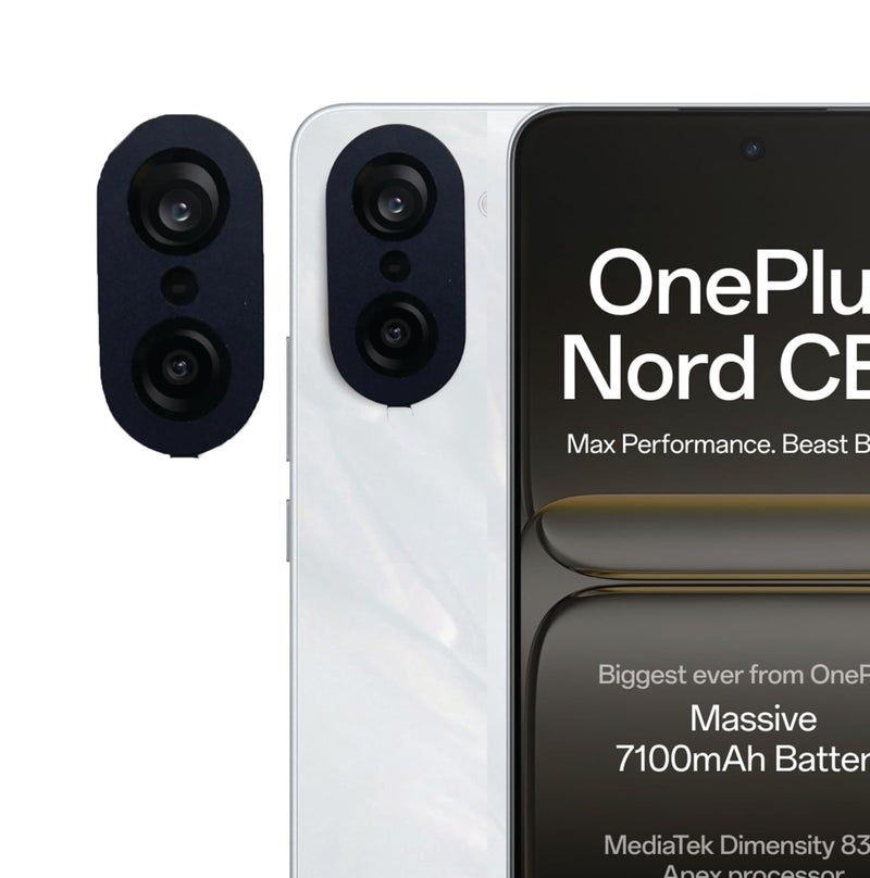 ZARALA Camera Lens Frame Glass Compatible with OnePlus Nord CE5 Tempered Glass Aluminum Alloy Frame Individual Camera Lens Protector Cover (Nord CE5, Black) - Image 1