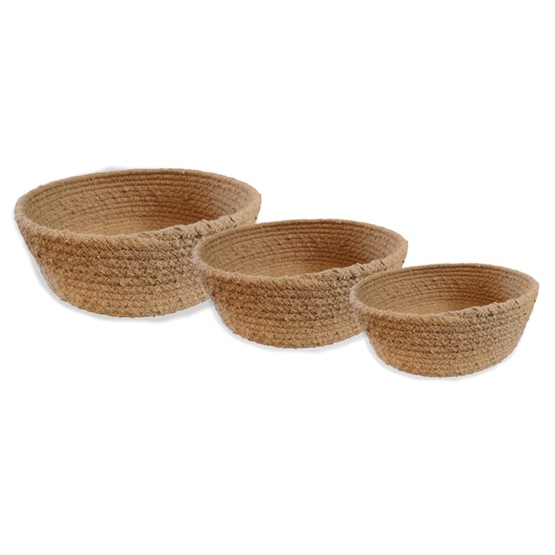 ATMAH Oatmeal Zeal Round Handwoven Natural Cotton Planter Basket(Set of 3) - Image 5