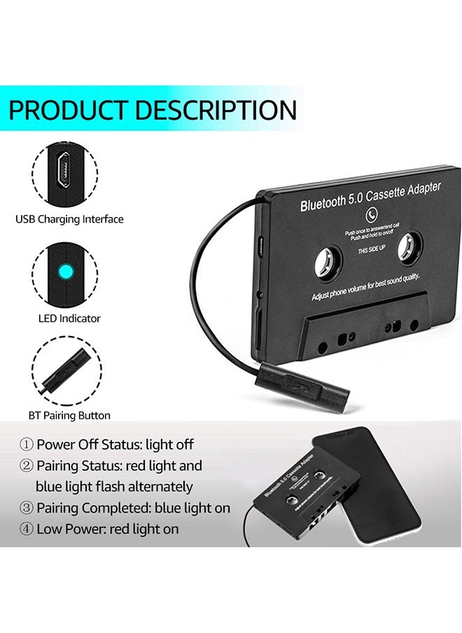 Generic - BT Cassette Adapter for Car with Stereo Audio Wireless Cassette Tape to Aux Adapter Smartphone Audio Tape Converter - Image 1