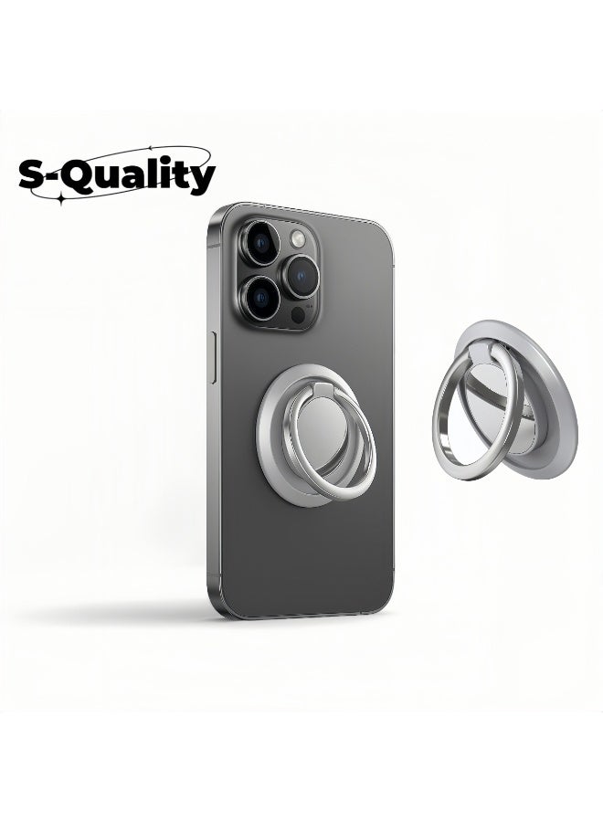 S-Quality 1 Pack Silver, Magnetic Phone Ring Holder, 360° Rotatable Folding Finger Grip Holder for Smartphones - Image 1