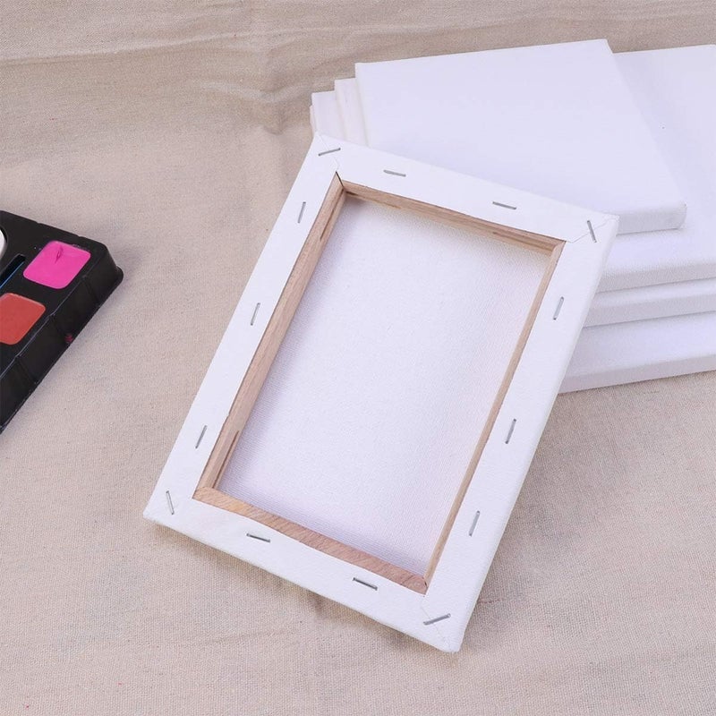 ARS Stretched White Blank Canvas Artist Canvas Board Wood Painting Panel Boards for DIY Drawing 100% Cotton Artist Canvas Boards For Painting, Acrylic Pouring, Oil Paint Dry & Wet Art Media 10 Pcs - Image 5