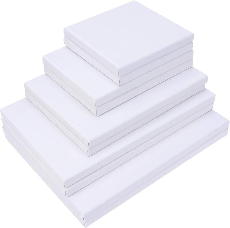 ARS Stretched White Blank Canvas Artist Canvas Board Wood Painting Panel Boards for DIY Drawing 100% Cotton Artist Canvas Boards For Painting, Acrylic Pouring, Oil Paint Dry & Wet Art Media 10 Pcs - Image 1