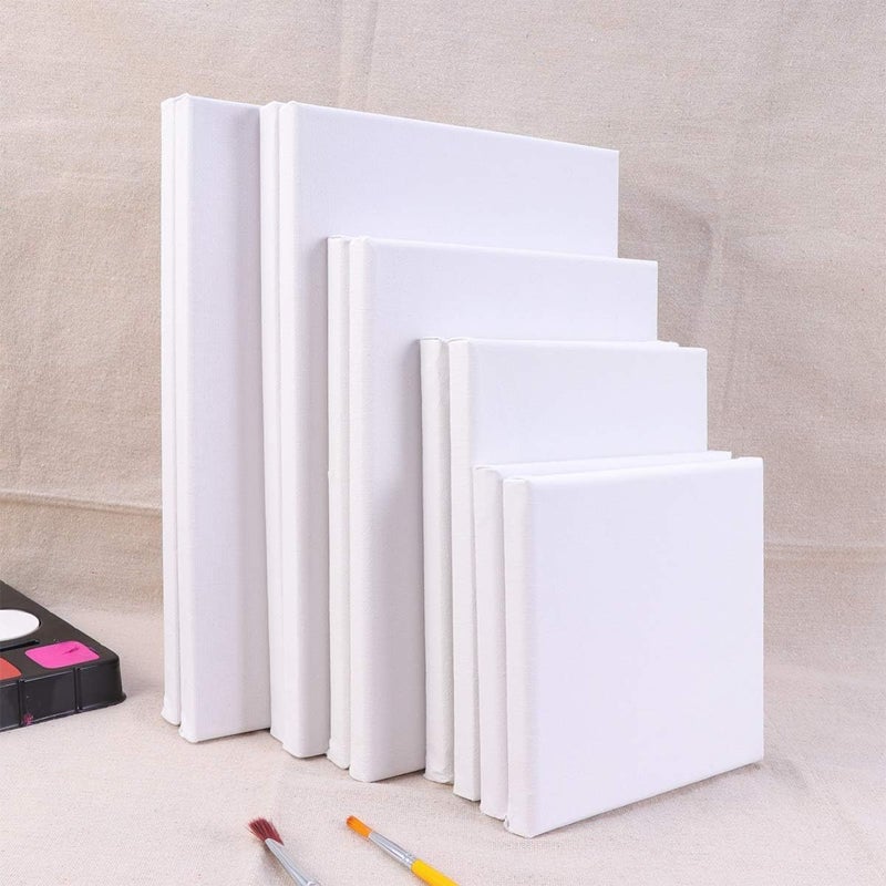 ARS Stretched White Blank Canvas Artist Canvas Board Wood Painting Panel Boards for DIY Drawing 100% Cotton Artist Canvas Boards For Painting, Acrylic Pouring, Oil Paint Dry & Wet Art Media 10 Pcs - Image 4