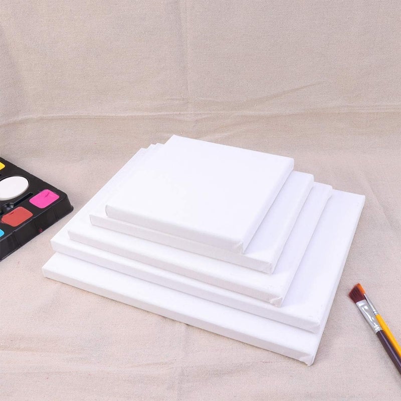 ARS Stretched White Blank Canvas Artist Canvas Board Wood Painting Panel Boards for DIY Drawing 100% Cotton Artist Canvas Boards For Painting, Acrylic Pouring, Oil Paint Dry & Wet Art Media 10 Pcs - Image 2