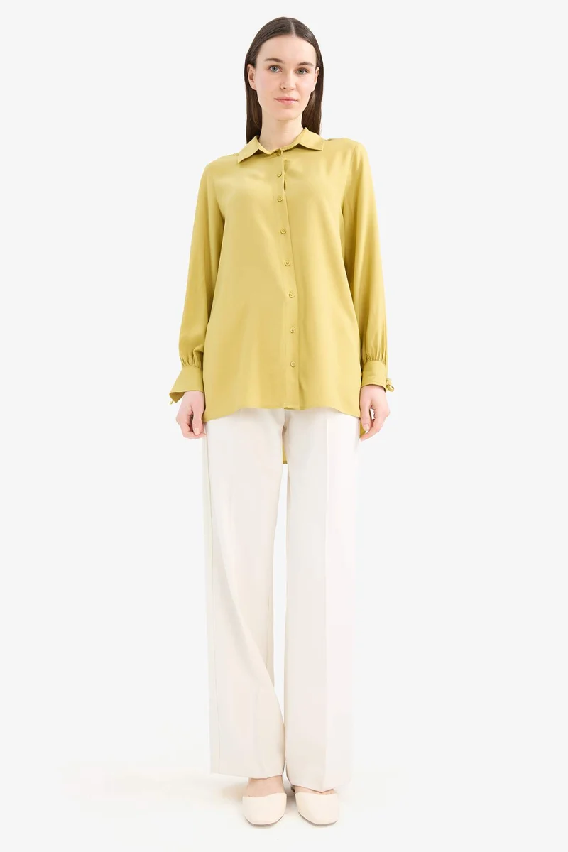 DeFacto Regular Fit Viscose Shirt Collar Long Sleeve Tunic