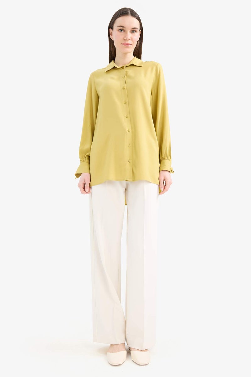 DeFacto Regular Fit Viscose Shirt Collar Long Sleeve Tunic - Image 2