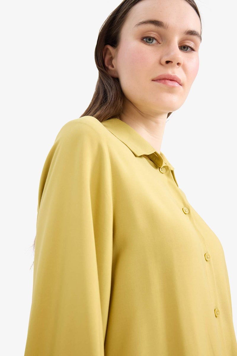 DeFacto Regular Fit Viscose Shirt Collar Long Sleeve Tunic - Image 4