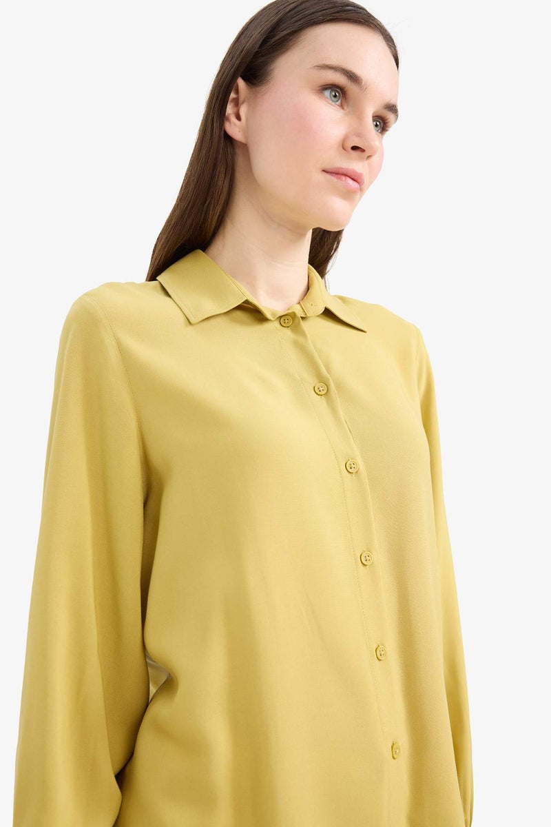 DeFacto Regular Fit Viscose Shirt Collar Long Sleeve Tunic - Image 3