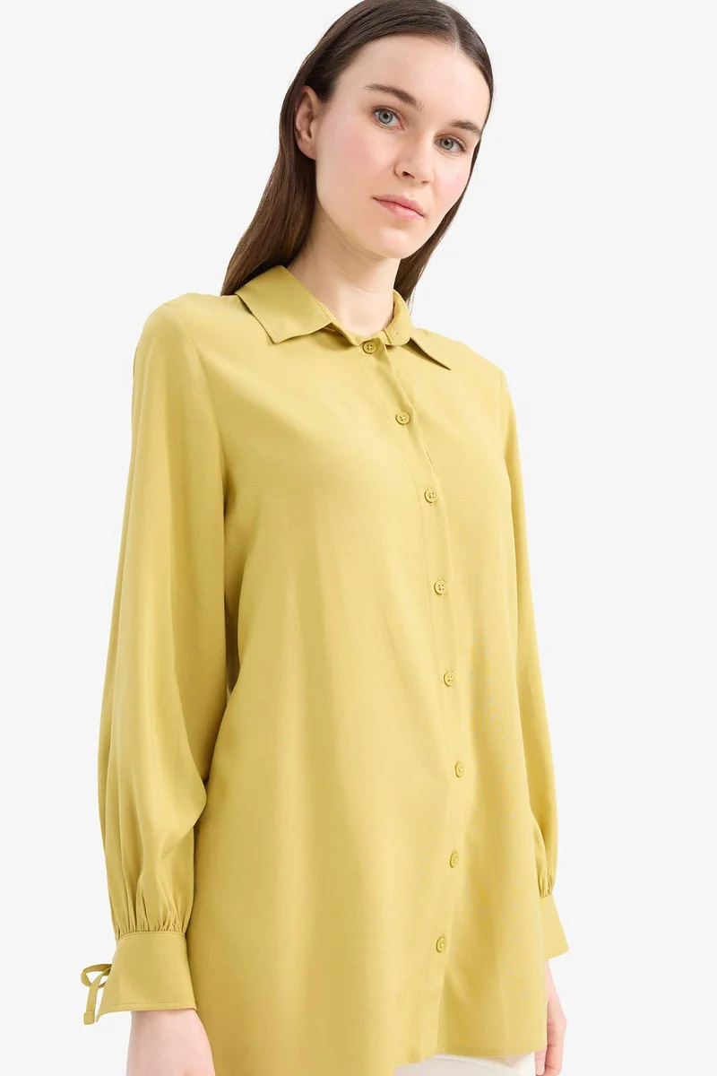 DeFacto Regular Fit Viscose Shirt Collar Long Sleeve Tunic