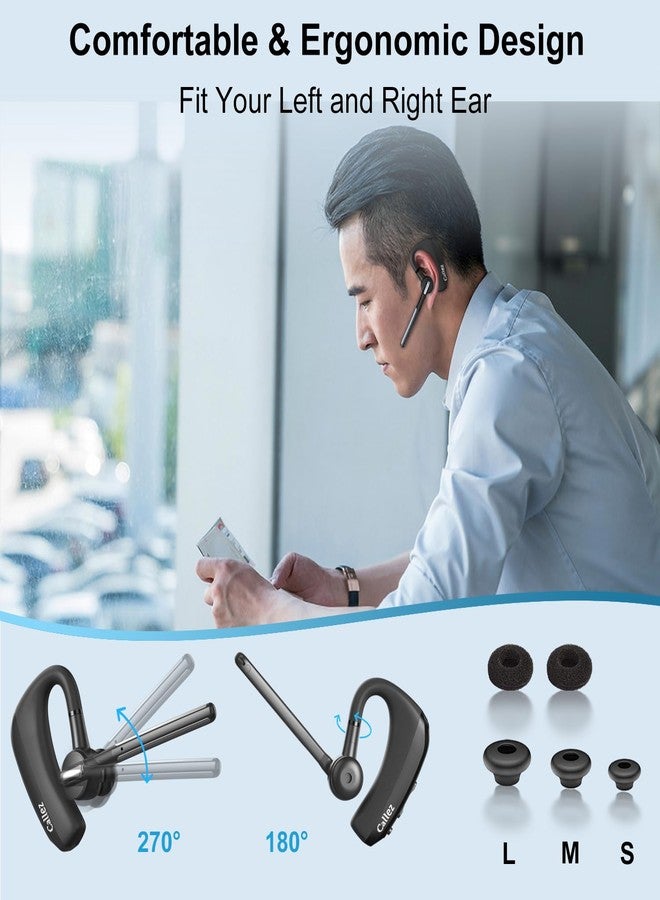 سماعة بلوتوث Callez V5.0، سماعة أذن بلوتوث مزودة بميكروفون مزدوج بتقنية CVC8.0 لإلغاء الضوضاء، سماعة لاسلكية لأجهزة iPhone وAndroid، مناسبة لسائقي الشاحنات ورجال الأعمال والمكاتب، توفر محادثة واضحة. - Image 4