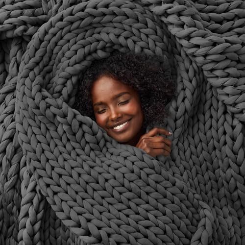 Bearaby Weighted Blanket 10 lbs (40"x64") – Asteroid Grey – Recycled Polyester – Eco-Friendly, Heavy Throw for Adults – Soft, Breathable, Sustainable Comfort - Image 1