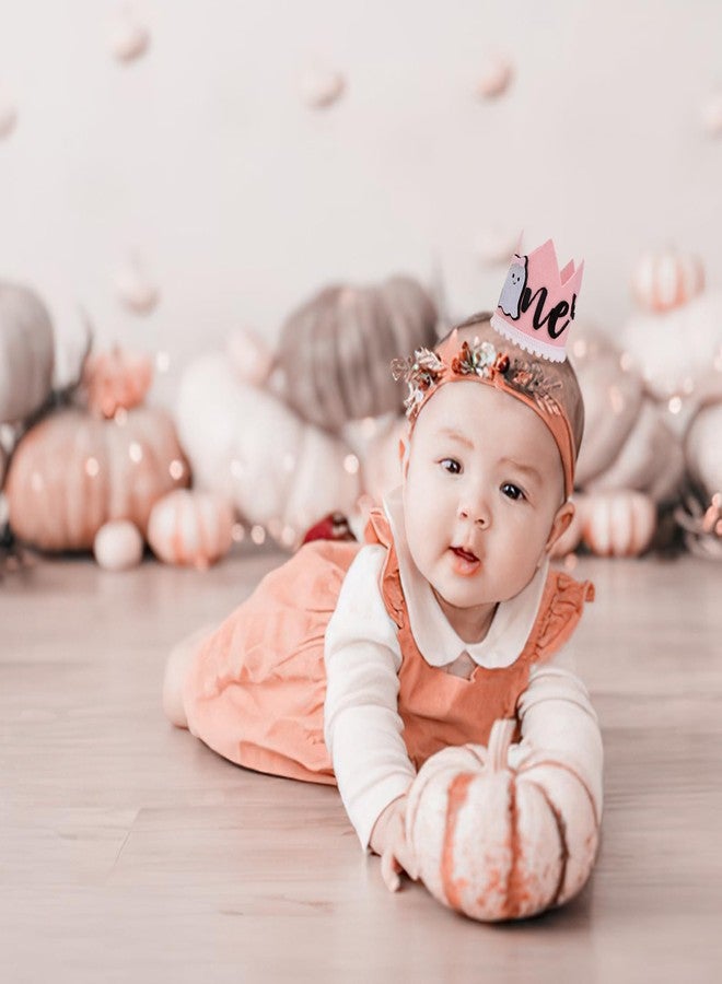 YOUAME Spooky 1st Birthday Crown - Girl's Pink Ghost Bat Party Hat, Halloween Decorations with Photo Prop - Image 4