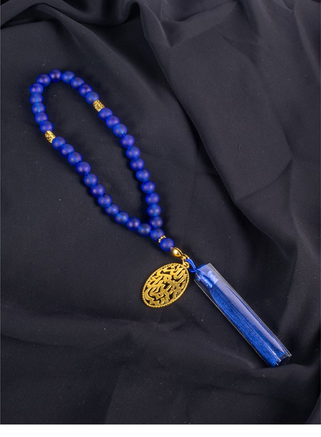 ذا بلاك بيرل اكسسوريز سبحة من حجر الأوبال الأزرق الخلاب من 33 حبة - Image 1