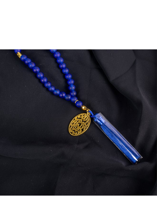 ذا بلاك بيرل اكسسوريز سبحة من حجر الأوبال الأزرق الخلاب من 33 حبة - Image 2