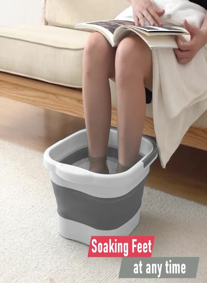 DoroSun Collapsible Foot Bath Basin Soaker Tub with Handle for Soaking Feet, Foldable Pedicure Foot Spa Massager Foot Care Soak Plastic Inflatable Bucket Bowl Bathtub Tools for Washing Cleaning, White - Image 4