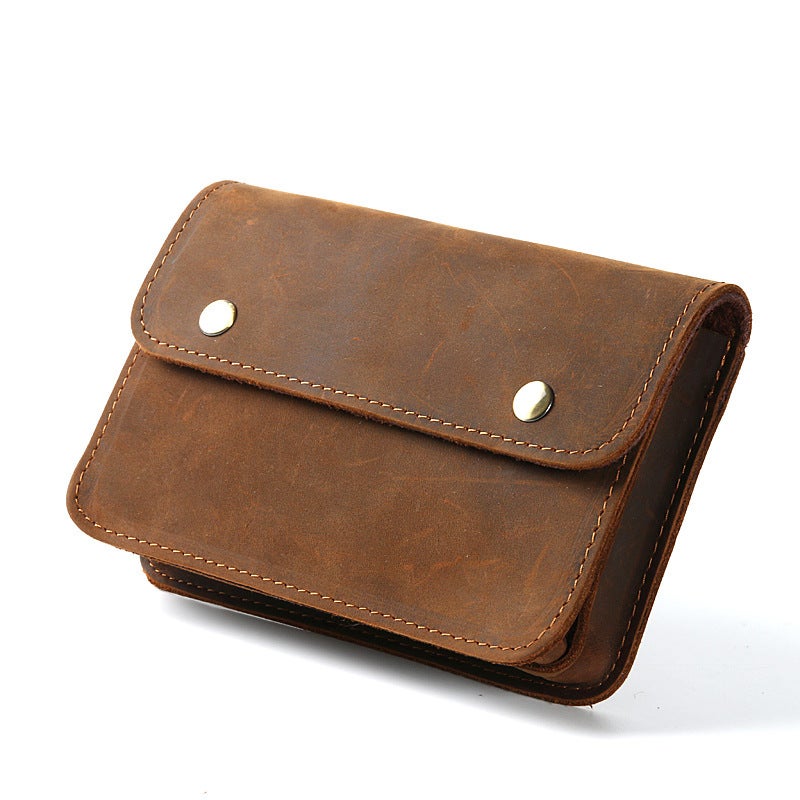 Crazy Horse Leather Men'S Mobile Phone Bag Waistband Portable Sports Site Work First Layer Cowhide Handmade Wallet - Image 3