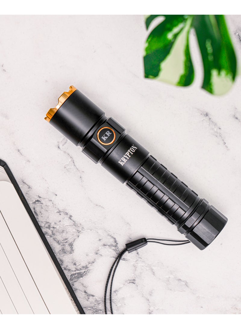 KRYPTON - Krypton Flashlight- KNFL5466, Aluminum Housing, 2500 lm/ High and Low Modes, Perfect for Indoor and Outdoor Use, Long Hours Continuous Working/ Lithium-ion Battery Torch Light, Type C Charging - Image 1