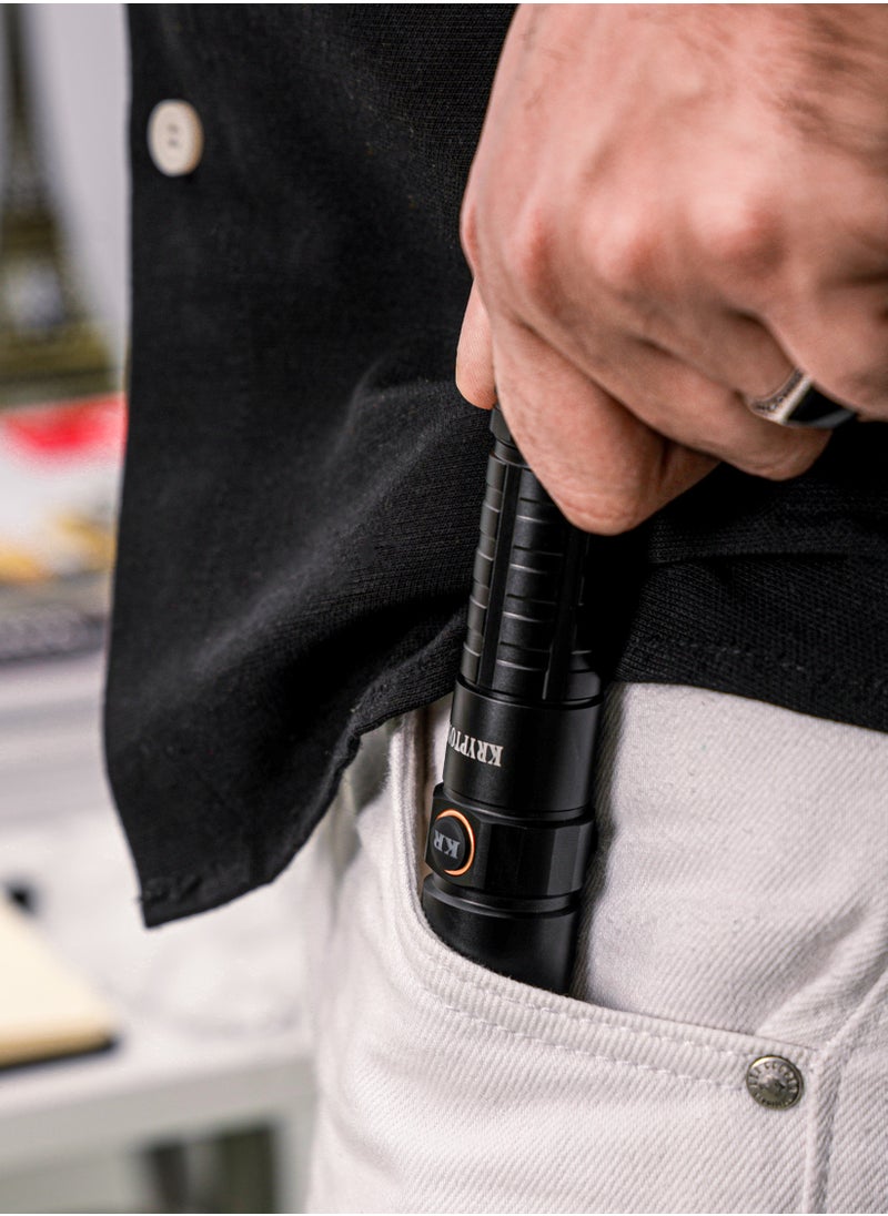 KRYPTON - Krypton Flashlight- KNFL5466, Aluminum Housing, 2500 lm/ High and Low Modes, Perfect for Indoor and Outdoor Use, Long Hours Continuous Working/ Lithium-ion Battery Torch Light, Type C Charging - Image 1