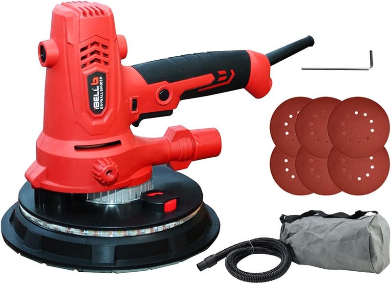 iBELL Dry Wall Sander Ds80-70, 180Mm, 800W, 1200-2300Rpm Sanding Machine With Vacuum And Led Light - Image 1