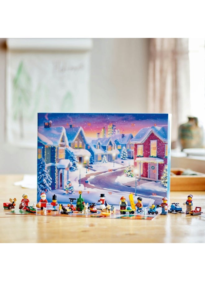 City Advent Calendar 2024, Countdown to Christmas Gift for 5 Plus Year Old Boys & Girls, with 24 Toy Surprises for Kids, Fun Characters Include Santa and Mrs. Claus Minifigures 60436