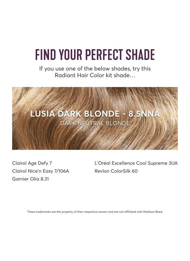Madison Reed - Radiant Hair Color Kit, Permanent Hair Dye, 100% Gray Coverage, Ammonia-Free, Lusia Dark Blonde 8.5NNA Dark Neutral Blonde for Resistant Grays, Pack of 1 - Image 1