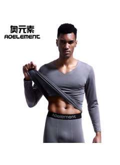 Generic Mens V-Neck Slim Thermal Top Cotton Winter Black  - Image 2