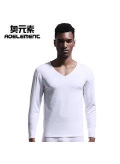 Generic Mens V-Neck Slim Thermal Top Cotton Winter Black  - Image 3