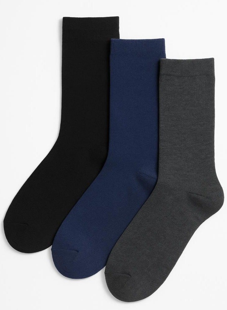 جوارب رجالية قطنية قابلة للتنفس - 3 أزواج، ناعمة جدًا ومريحة لأي طقس وموسم - Image 1