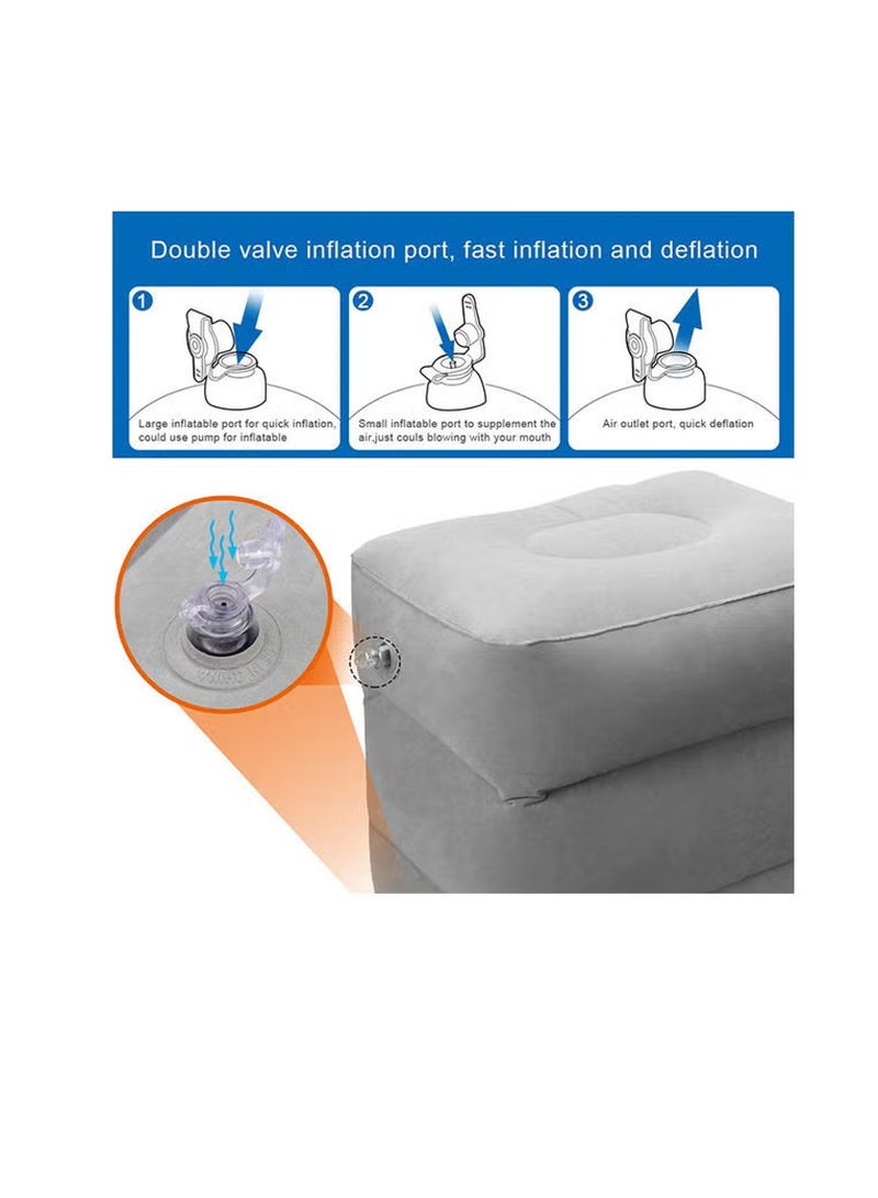 Portable inflatable car floor mat, footrest, or seat suitable for travel, camping, home use, or as a gift. Gray, 42*40*30 cm. - Image 4