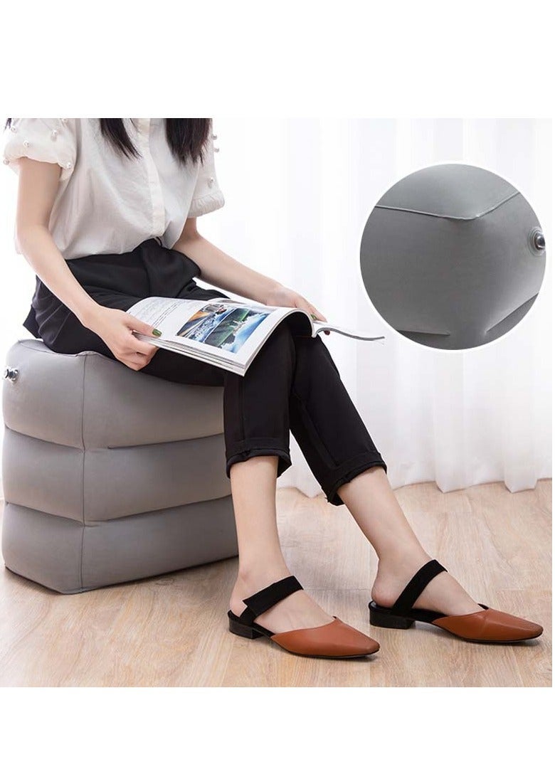 Portable inflatable car floor mat, footrest, or seat suitable for travel, camping, home use, or as a gift. Gray, 42*40*30 cm. - Image 1