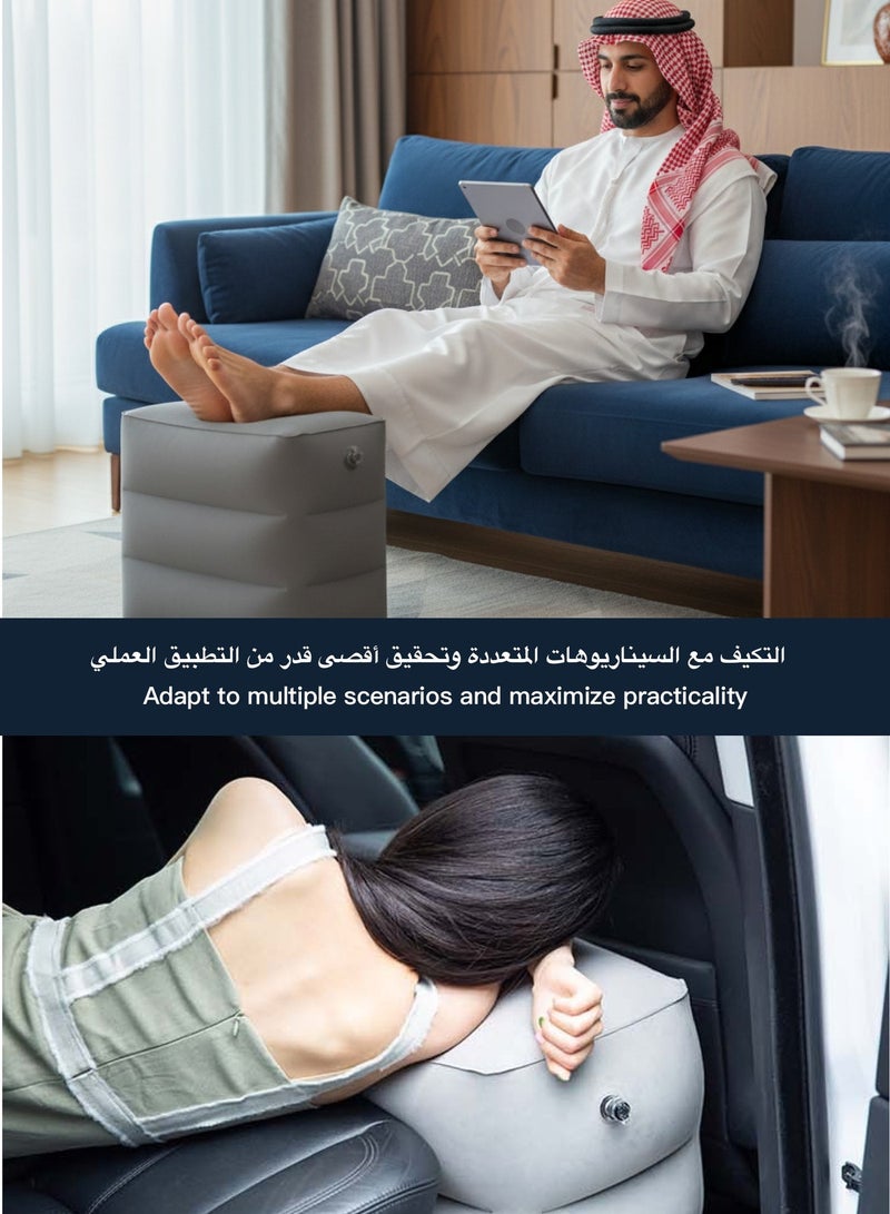 Portable inflatable car floor mat, footrest, or seat suitable for travel, camping, home use, or as a gift. Gray, 42*40*30 cm. - Image 2