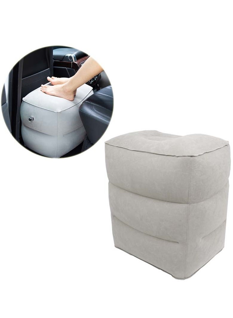 Portable inflatable car floor mat, footrest, or seat suitable for travel, camping, home use, or as a gift. Gray, 42*40*30 cm. - Image 4