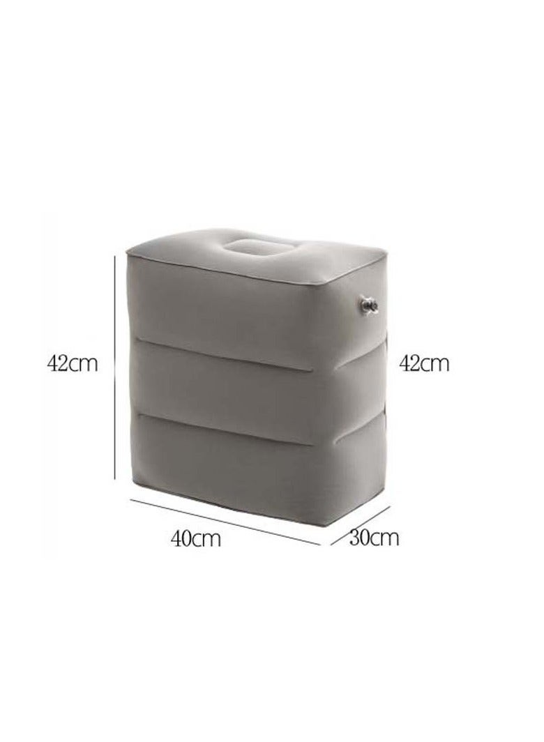Portable inflatable car floor mat, footrest, or seat suitable for travel, camping, home use, or as a gift. Gray, 42*40*30 cm. - Image 1