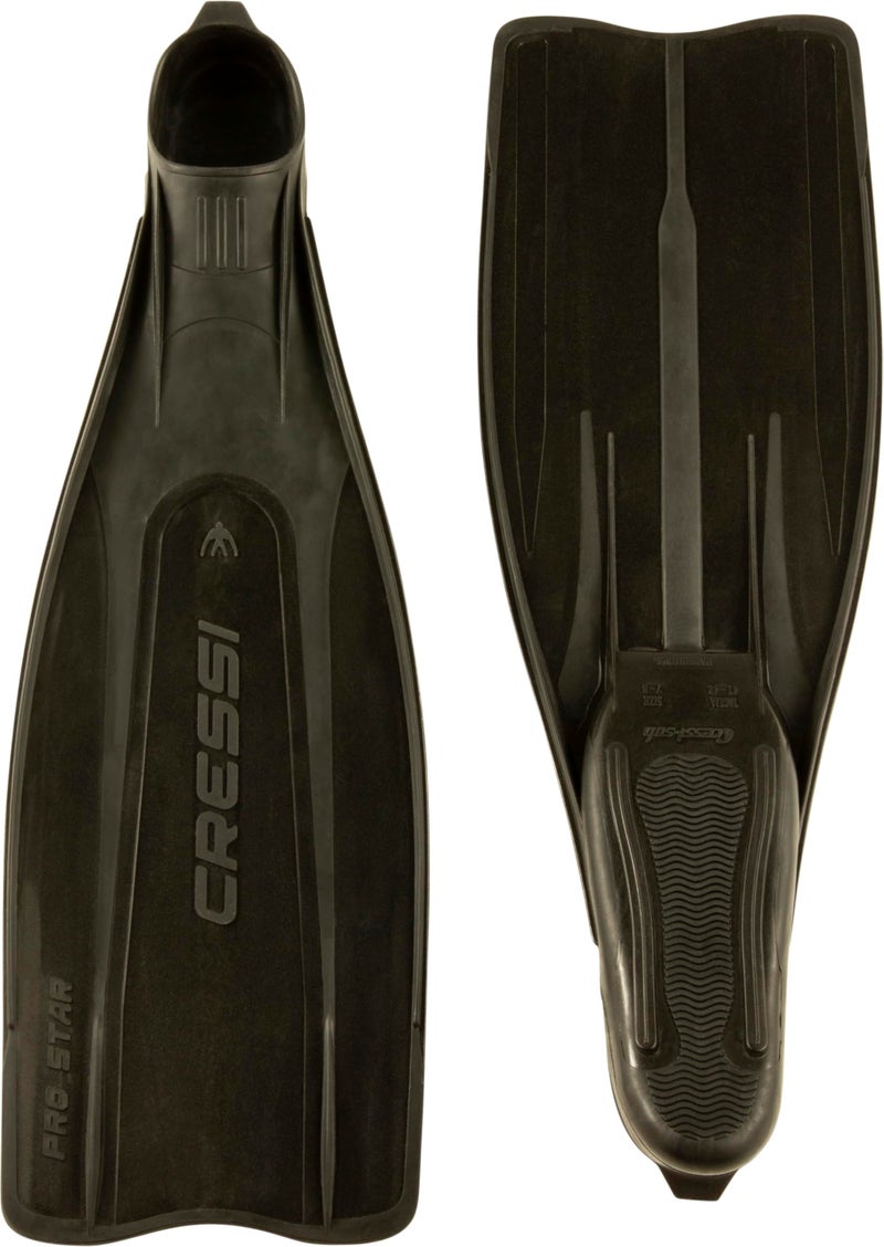 Cressi Adult Reactive Full Foot Pocket Scuba Diving Fins Pro Star Made in ItalyBlack