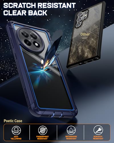 Poetic Guardian Case for OnePlus 13R 5G (2025), Built-in Screen Protector [Work with Fingerprint ID], [2 Front Frames] [20FT Mil-Grade Drop Tested] Full Body Shockproof Clear Cover Case, Blue/Clear - Image 3