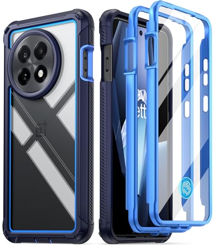 Poetic Guardian Case for OnePlus 13R 5G (2025), Built-in Screen Protector [Work with Fingerprint ID], [2 Front Frames] [20FT Mil-Grade Drop Tested] Full Body Shockproof Clear Cover Case, Blue/Clear - Image 1