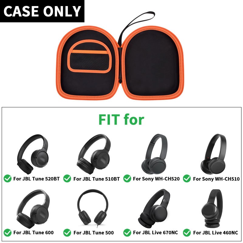 Boobowl Headphone Case Compatible with JBL Tune 510BT/ 520BT/ for Sony WH-CH520/510/ for JBL Live 460NC/670NC Wireless On-Ear Headphones, Bluetooth Head Phones Protective Storage Bag for Charging Cable-Black - Image 2