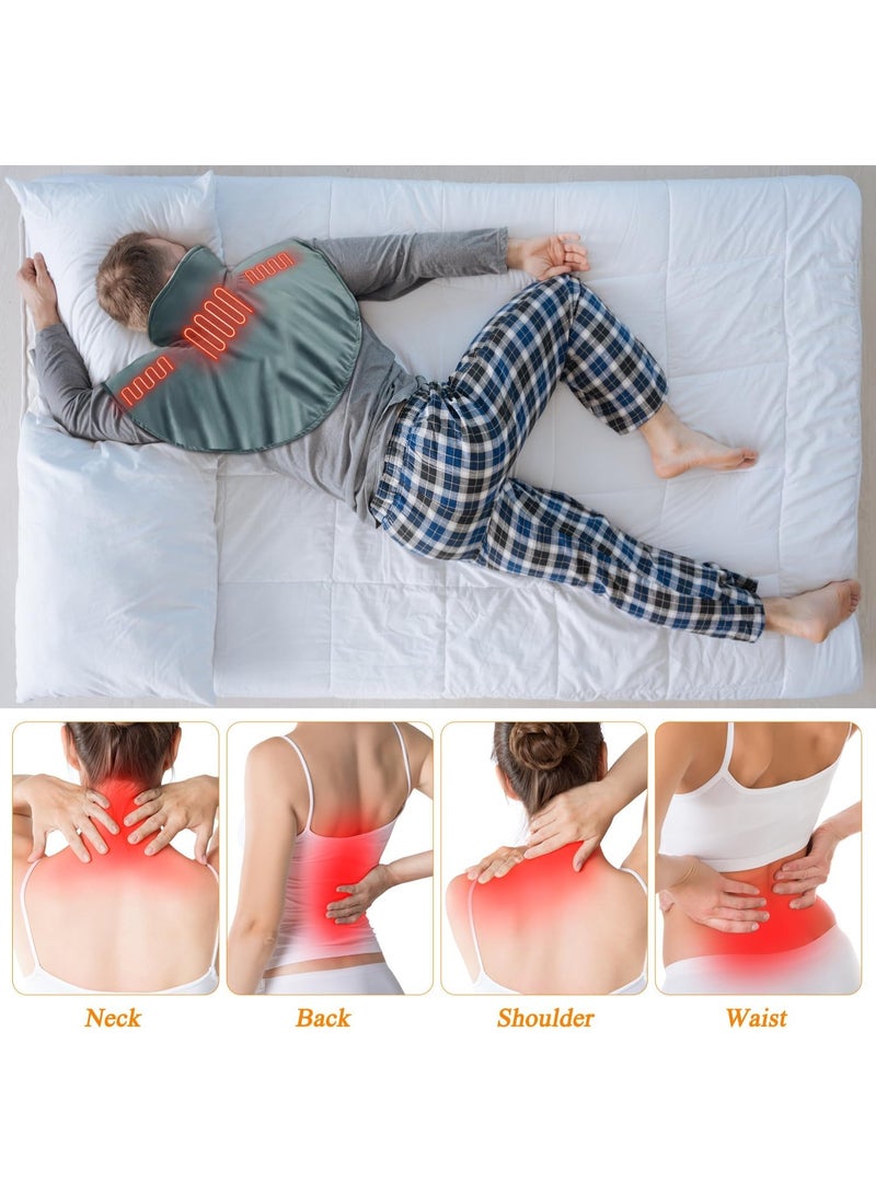 كمادة التدفئة الكهربائية المتوازنة (Weighted) للرقبة والأكتاف - وشاح حراري موجه لراحة الظهر والعمود الفقري - 3 مستويات حرارة قابلة للتعديل - وسادة تدفئة مريحة للرجال والنساء وكبار السن - Image 3