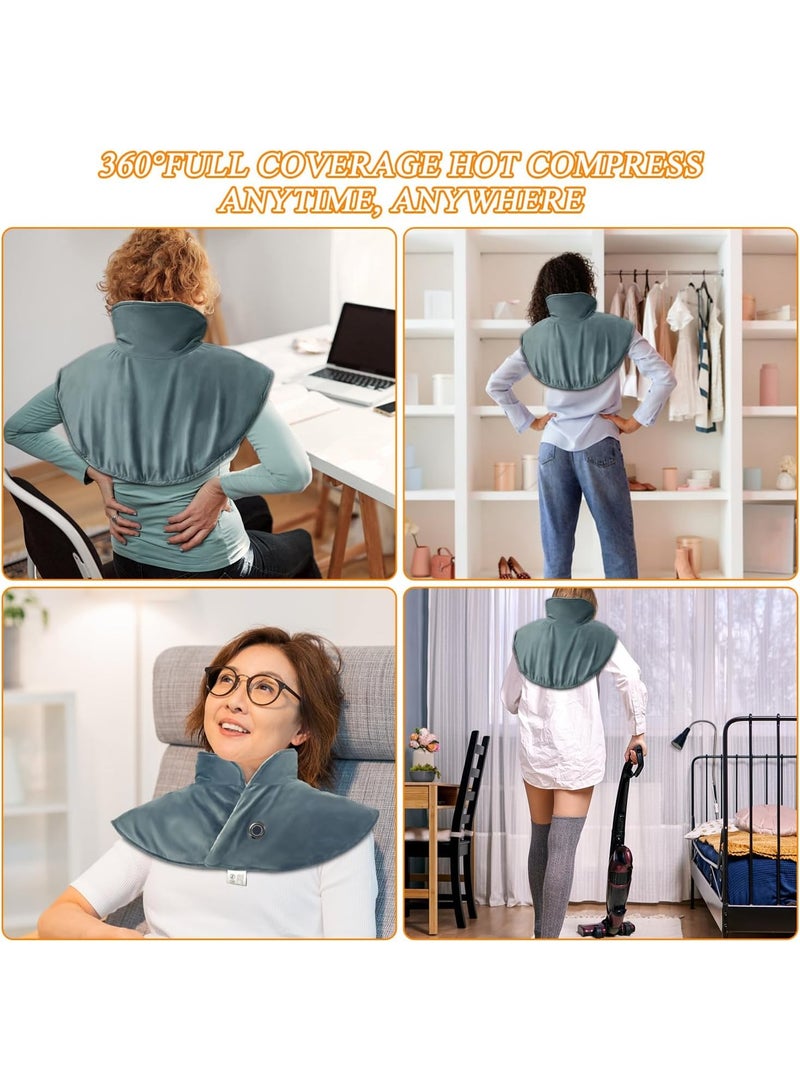 كمادة التدفئة الكهربائية المتوازنة (Weighted) للرقبة والأكتاف - وشاح حراري موجه لراحة الظهر والعمود الفقري - 3 مستويات حرارة قابلة للتعديل - وسادة تدفئة مريحة للرجال والنساء وكبار السن - Image 2