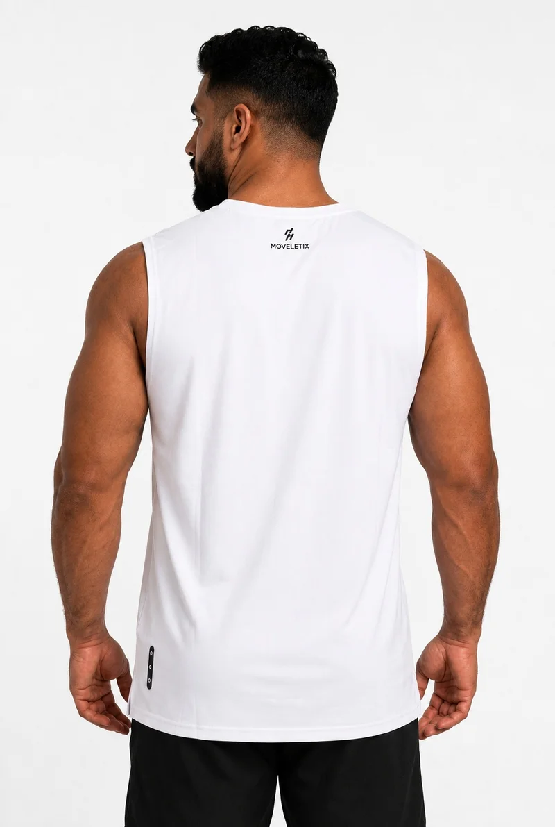 Moveletix White Men's Plus Size Training Tank Top White for Men | Best Price UAE