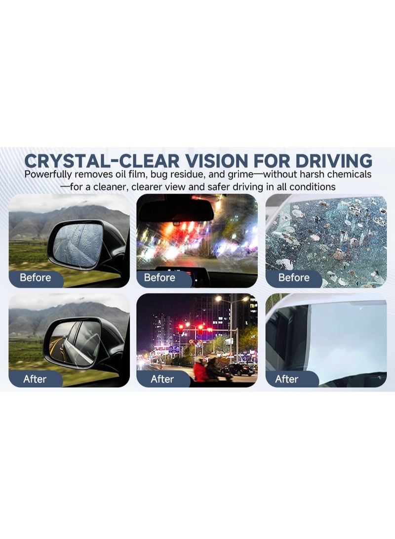 2pcs, High-efficiency Car Window Oil Film Cleaning Brush, Glass Cleaner Can Remove The Oil Film To Obtain Crystal Clarity And Anti-fog, Windshield Oil Film Remover Is Equipped With Microfiber Towel, Suitable For Cars or Glass Products (Red) - Image 4