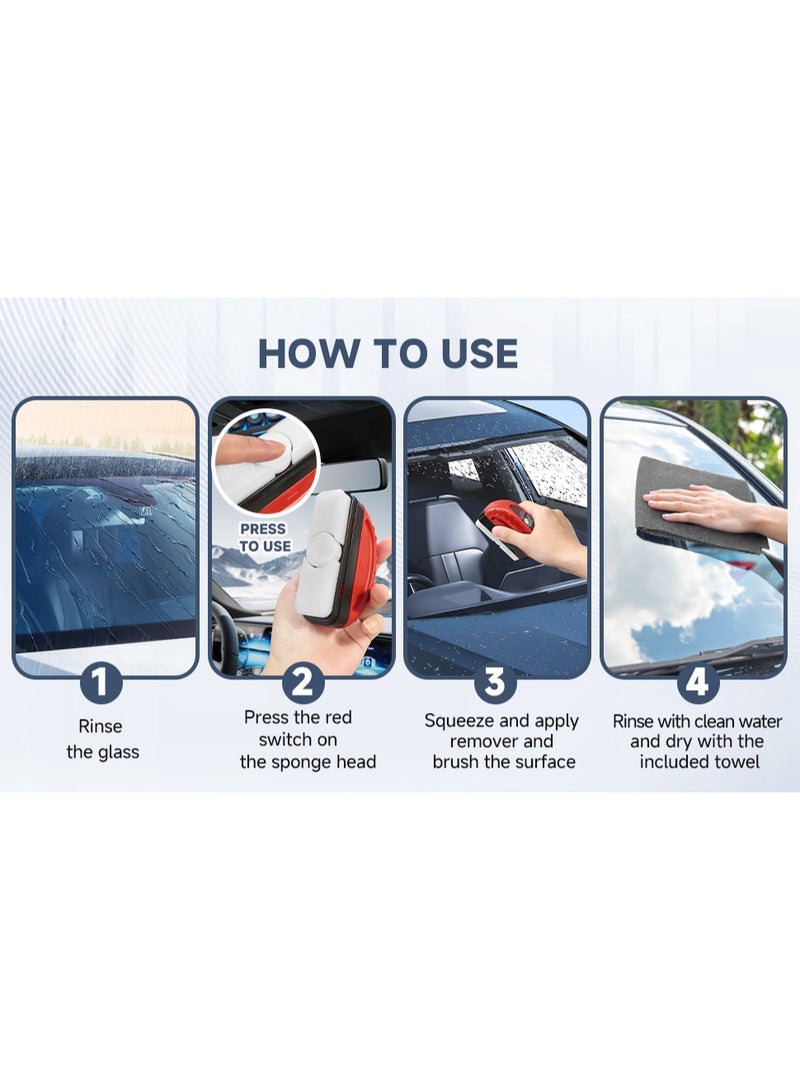 2pcs, High-efficiency Car Window Oil Film Cleaning Brush, Glass Cleaner Can Remove The Oil Film To Obtain Crystal Clarity And Anti-fog, Windshield Oil Film Remover Is Equipped With Microfiber Towel, Suitable For Cars or Glass Products (Red) - Image 5
