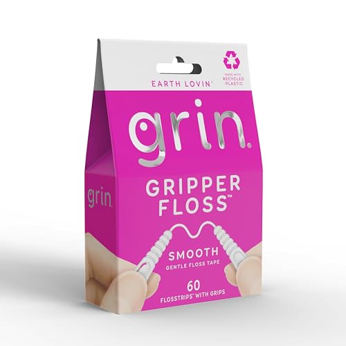 GRIN Gripper Floss, Individually Wrapped Smooth Dental Floss, 60 Count, Minty Flavor, Recyclable Packaging, Gentle Floss Tape, Finger Grips with Safe Fold Back Pick, No Shredding or Breaking - Image 5