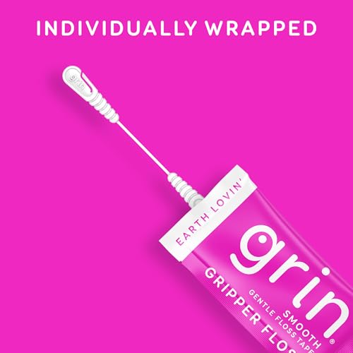 GRIN Gripper Floss, Individually Wrapped Smooth Dental Floss, 60 Count, Minty Flavor, Recyclable Packaging, Gentle Floss Tape, Finger Grips with Safe Fold Back Pick, No Shredding or Breaking - Image 4